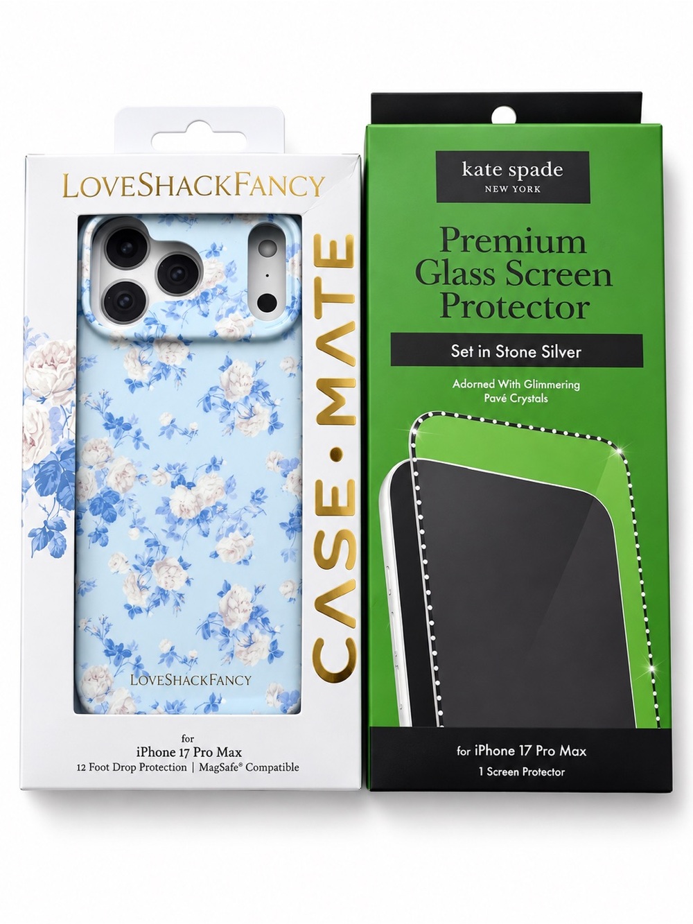 LoveShackFancy iPhone 17 Pro Max MagSafe Case Kate Spade Protector Bundle